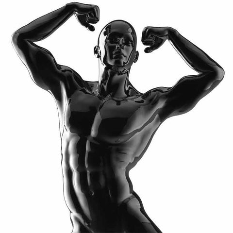 statut-noir-homme-musculation-posing-biceps-le-box-du-fitness