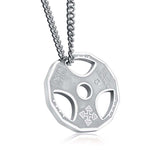 FITNESS NECKLACE - SILVER OLYMPIC BAR DISC - Vignette | LE BOX DU FITNESSĀ®