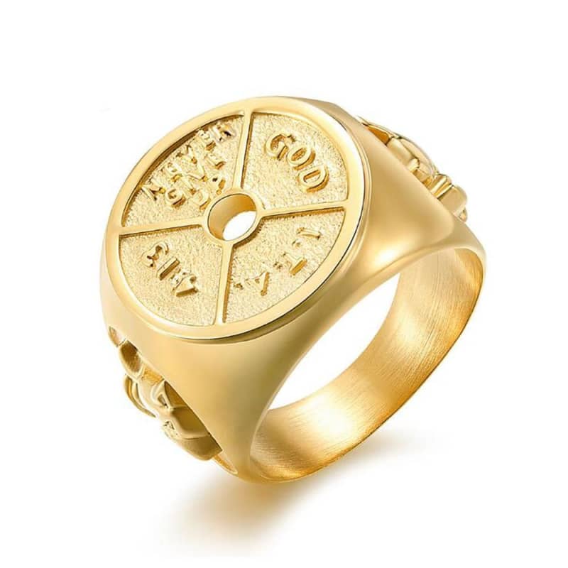 BAGUE FITNESS - CHEVALIÈRE DISQUE OLYMPIQUE EN ACIER