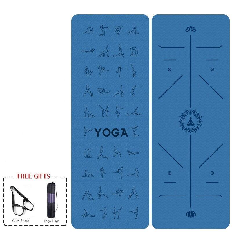 Tapis de Yoga double Face Bleu
