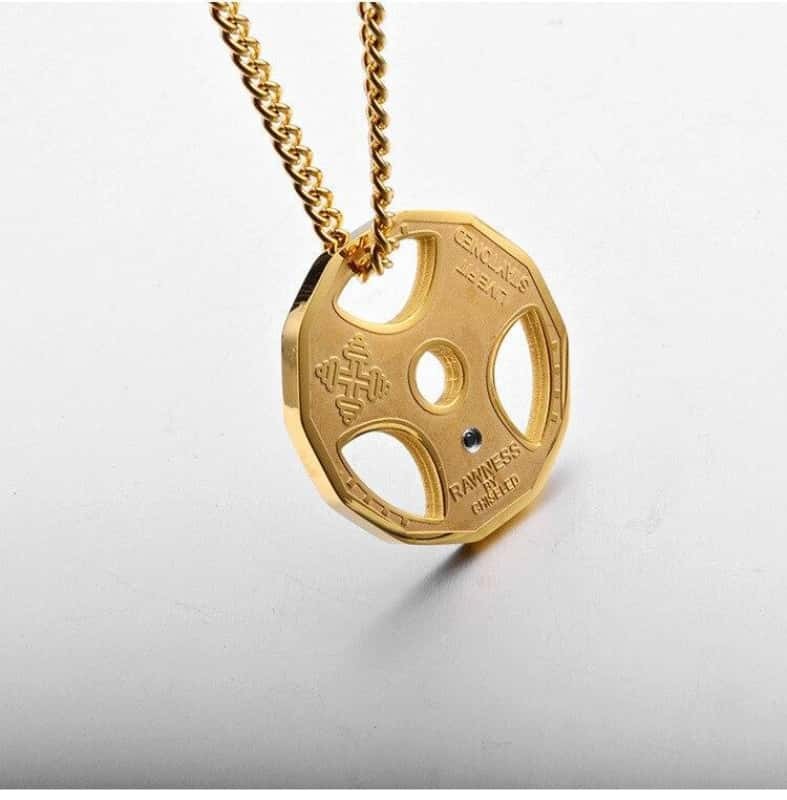 COLLIER FITNESS - DISQUE BARRE OLYMPIQUE ARGENT