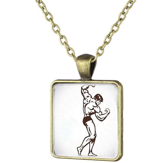 COLLIER FITNESS - PLAQUE POSING CULTURISTE VINTAGE