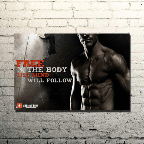 POSTER FITNESS - FREE THE BODY MIND WILL FOLLOW