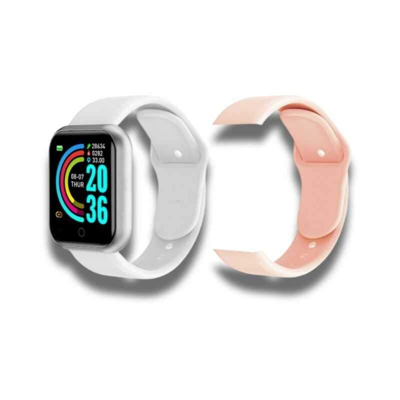 montre-connectee-blanche-bracelet-rose